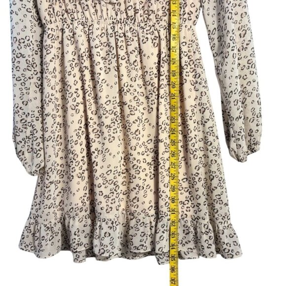 Leopard Print Long-Sleeve Ruffled Dress With Elastic Waist & Flounce Hem Size S - Picture 7 of 11